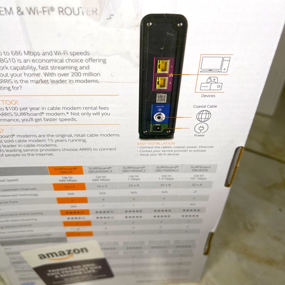 ARRIS Surfboard DOCSIS 3.0 Cable Modem & WIFI Router